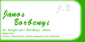 janos borbenyi business card